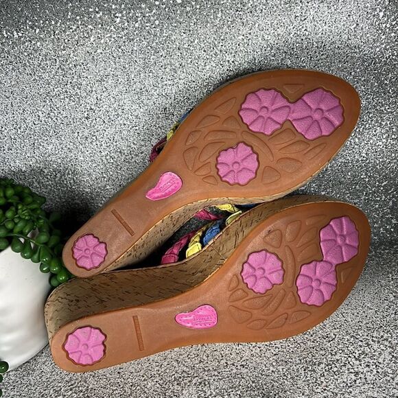 Born Handcrafted Leather PALMDALE Rainbow Wedges Sandals Cork Shoes Size 10 - Picture 7 of 8